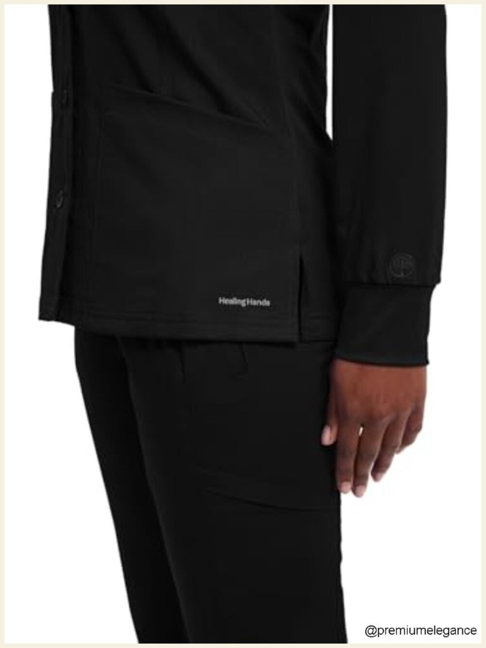 Womens Snap Front Scrub Jacket 2-Way Stretch Uniform Medical Coat - Picture 3 of 6